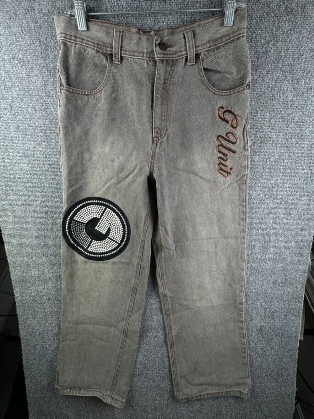 G-unit Jeans Baggy Gray Hip Hop Y2K Size 16 Denim Pants Embroidery Spell Out